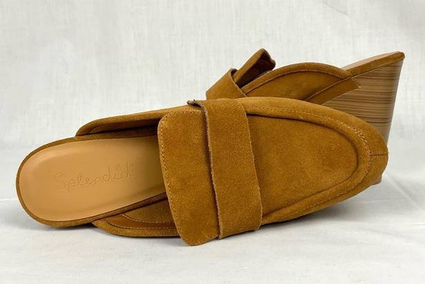 Splendid  Vina Suede Clog Honey Brown Platform Mule Loafers Sz 9.5 New Chunky