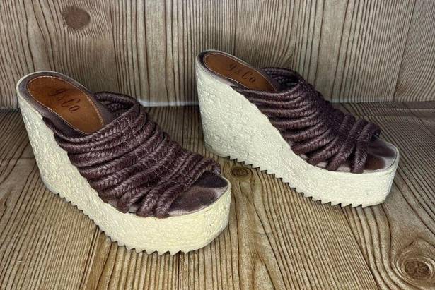 Nine & Co. Vintage 90s Y2k 9 & Co. brown platform chunky textured braided wedge sandals 6