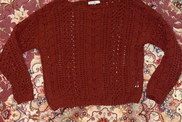 moon&madison Rust Orange Crochet Sweater