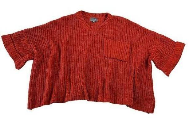 Hudson Gray  Women's Medium Burnt Orange Boxy Knit Top Cozy Oversized Shirt