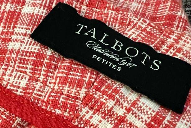 Talbots  Linen Cotton Blend Tapered Capri Pants Red White Petite Size 10 P 10P