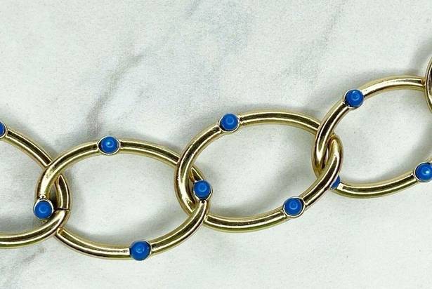 Coldwater Creek  Gold Tone Blue Studded Chain Link Necklace