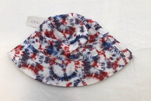 Icing The  Peace Sign Symbol Red White Blue Tie Dye Womens Bucket Hat