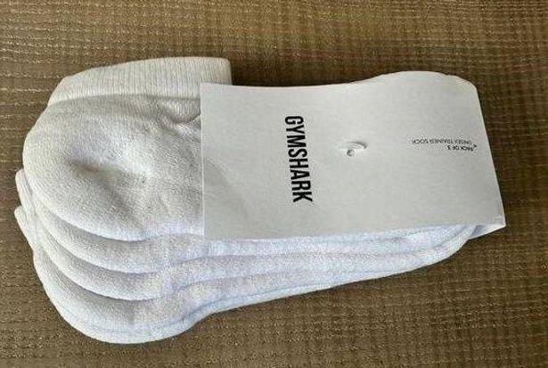 Gymshark New  Unisex Trainers 3 Pack Socks - Size S (3- 6) - White