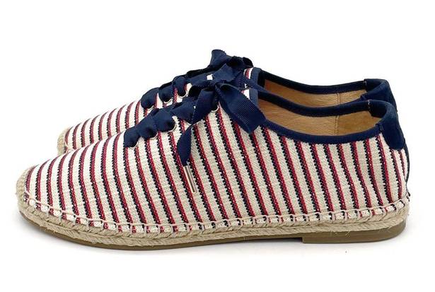 Joie NEW  Corston Espadrille Sneaker Navy Red Cream Gold Women’s 38.5 US 7.5-8