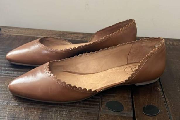 Jack Rogers  Scalloped Flats Leather Size 9