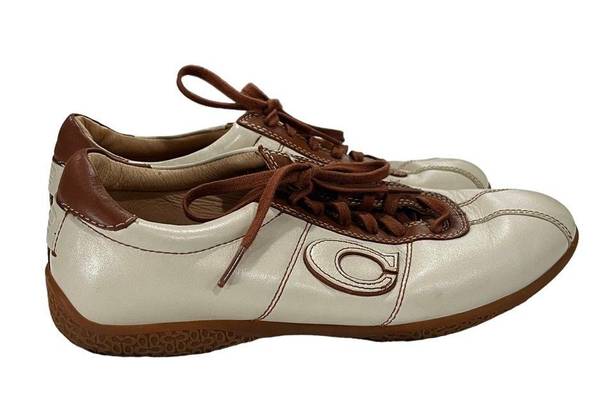 Coach Vintage  Serena Womens Low Top Ivory Leather Lace up Sneaker Size 8M