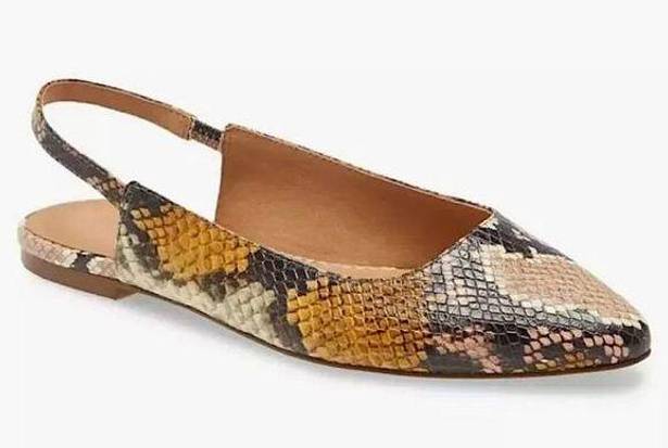 Madewell  The Margot Snake Embossed Slingback Leather  Flats