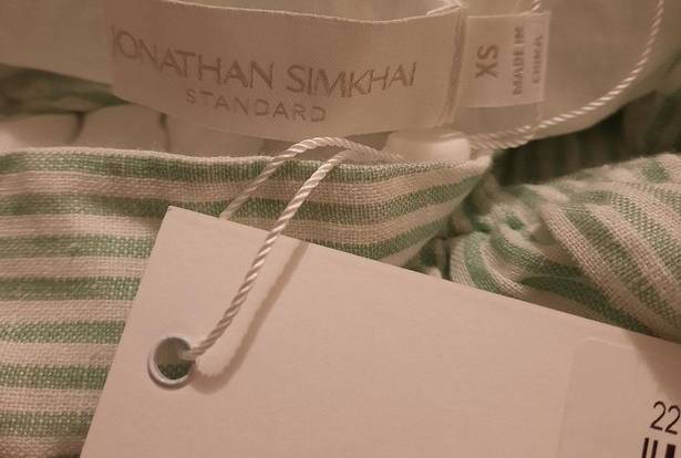 Jonathan Simkhai Zoya Top Blouse Women's Size XS Green Stripe Linen Sleeveless