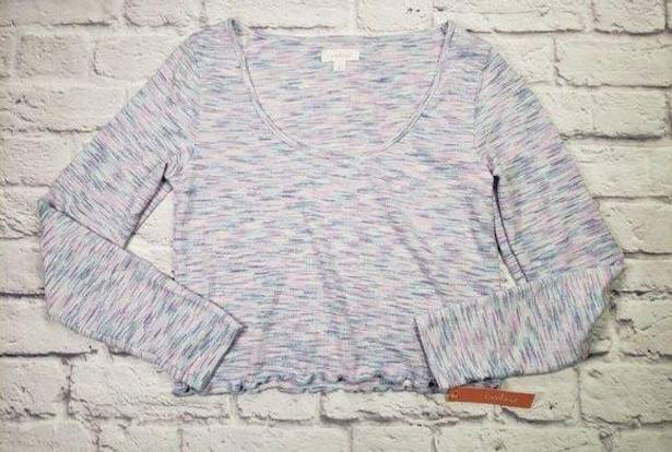 Edge Colsie Women's Multi-Color Stripe Size Medium Lettuce  Long-Sleeve T-Shirt