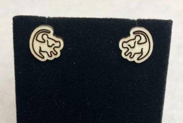 Disney Lion King Simba Wood Stud Earrings