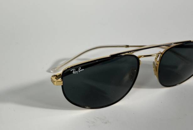 Ray-Ban RB3668 Rectangle Aviator Metal Frame Unisex Gold Black Sunglasses OS