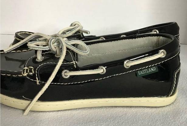 EastLand  Solid Black Womens Rosy Boat Shoes  Lace Up Leather Size 7M