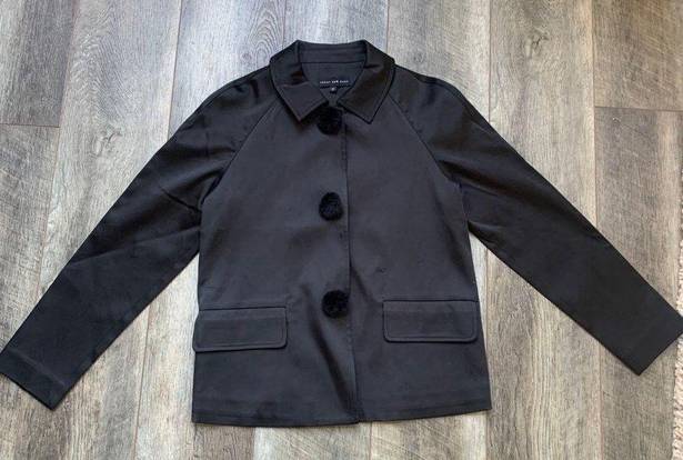 The Row Front Shop Black Sheen Pom Snap Blazer Jacket XS