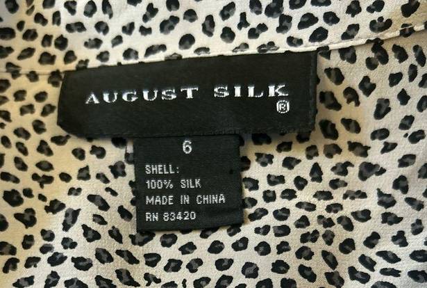 August Silk size 6. 100% Silk animal print button down. EUC