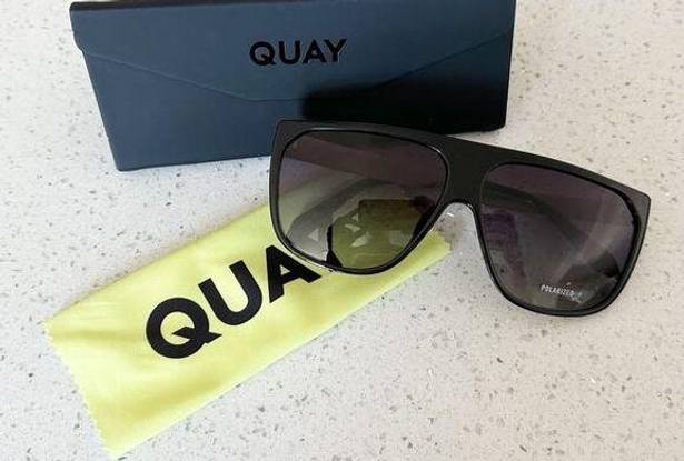 Quay Australia  No Curfew Oversized Shield Sunglass Black Polarized