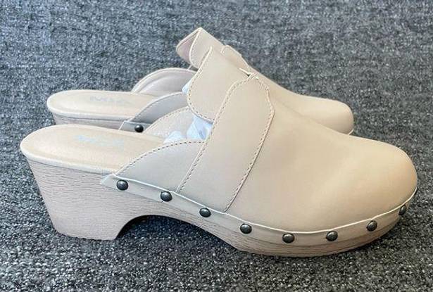 MIA NEW  Jennifer Clog Beige Slip On Chunky Vegan Leather Faux Wood Women’s 8