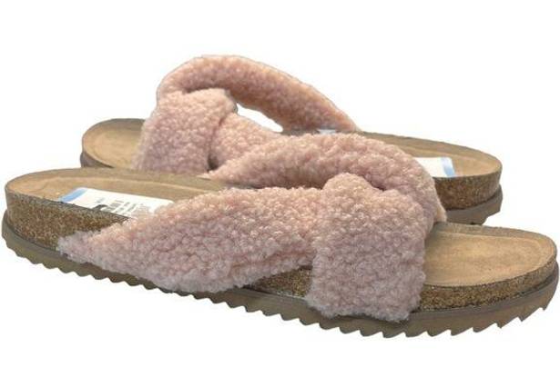 Treasure & Bond  Davina Pink Faux Sherpa Open Toe Slip On Sandals Size 10