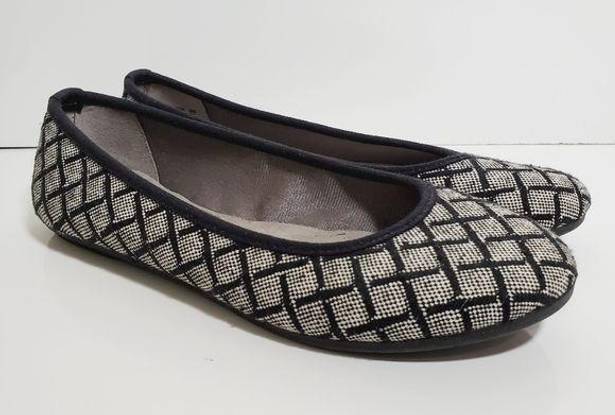 Life Stride  Ballet Flat Gray Black White Checkerboard Toe Size 6