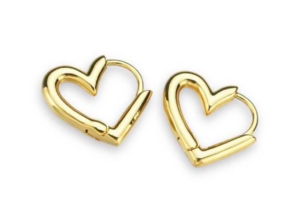 Love Heart Stud Earrings for Women Simple Style Gold