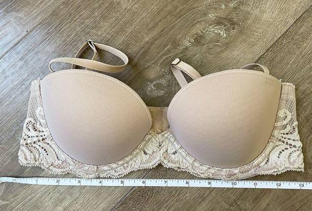 Natori  Beige Padded Demi Lace Bra ~ EUC Women’s Size 34B