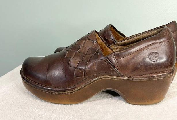 Ariat  Women's Brown Leather Slip On Ashbourne Clog Shoes Size 11B