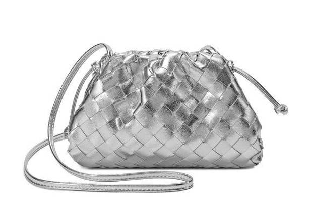 ZARA Full Grain Woven Pouch/ Shoulder/ Clutch Bag - silver