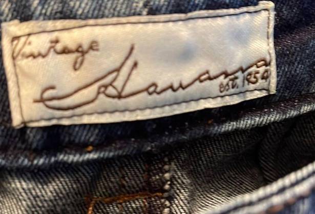 Vintage Havana  distressed mini skirt button fly denim jean blue 4 26 S