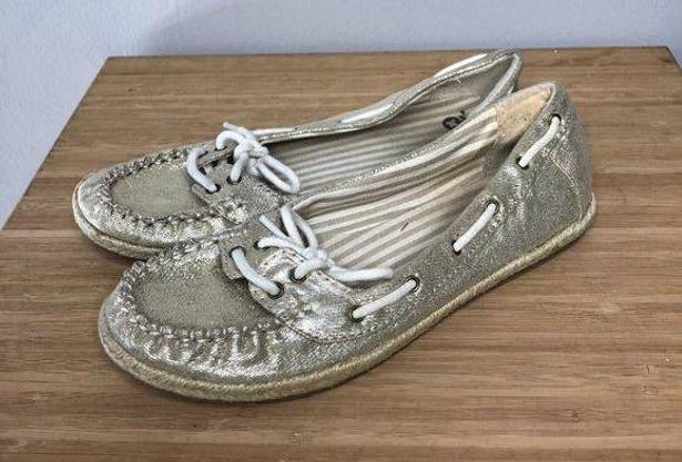 SO Women's  Brand Casual Flats Gold Shimmer Size 6.5 Medium