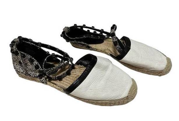 Rebecca Minkoff  Women's Espadrilles White Ballet Studded Gilles Flat Shoes Sz 8