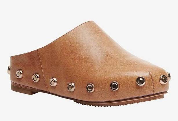 Kelsi Dagger  Brooklyn Studded Leather Slip On Mules Tan Size 5.5