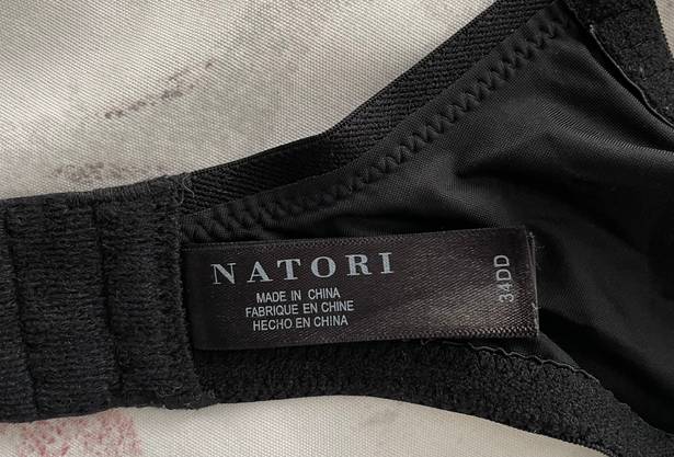 Natori Bra Black Body Double with Lace Full Fit, size 34DD