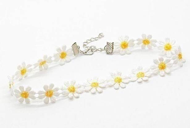 Daisy Embroidered  Choker Necklace