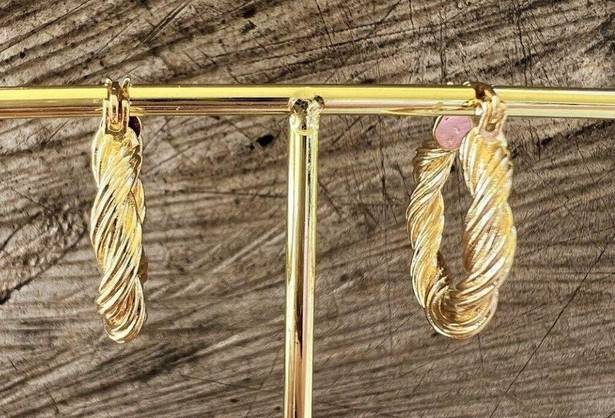 Twisted 18k Gold Plated African  Hoop Earrings Hypoallergenic Unisex Mens Womens