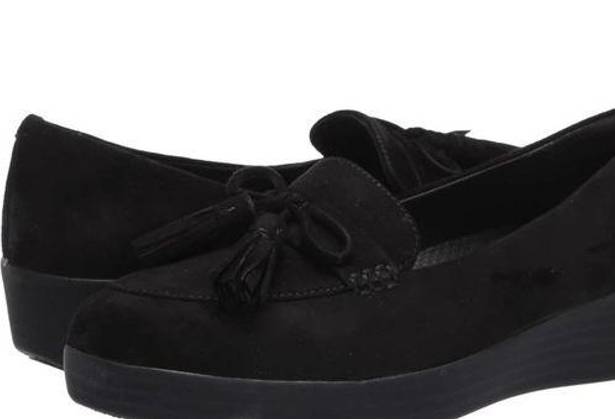 FitFlop  Women's Black Suede Tassel Slide In Loafer Size 7.5