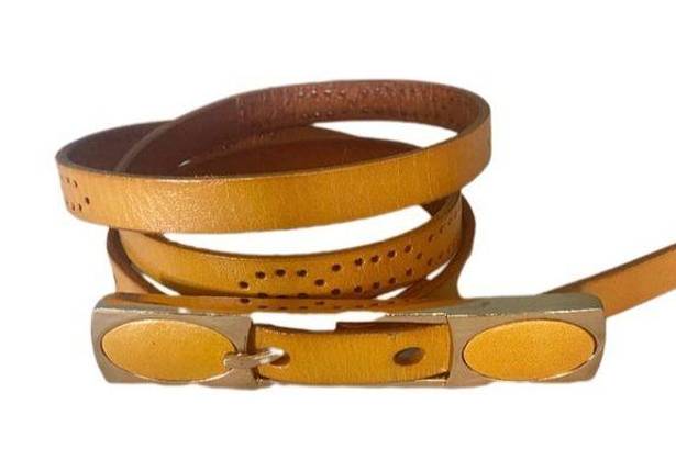 Gottex  Skinny Perforated Golden Leather Belt