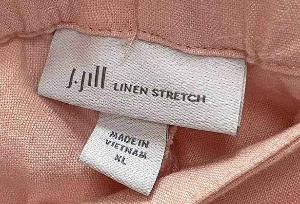 J.Jill  Pants Women's XL Linen Pull-On Pink Wide Leg Cropped Flat Front Elastic