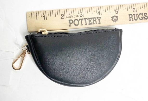 BP  Half Moon Key Chain Pouch Faux Leather Black