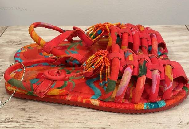 Farm Rio  Tropical Tube Strap beaded sandals NWOT