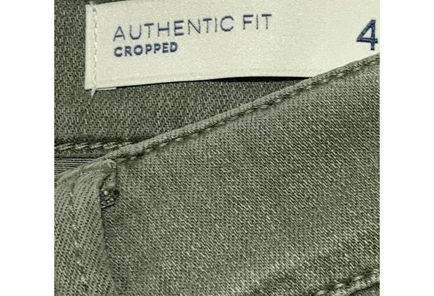 J.Jill  Women’s Authentic Fit Cropped Fringe Hem Denim Jeans Olive Green Size 4