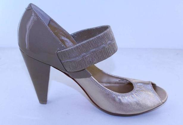 DKNY  Wynona Gold & Beige Leather Mary Jane Heels 9