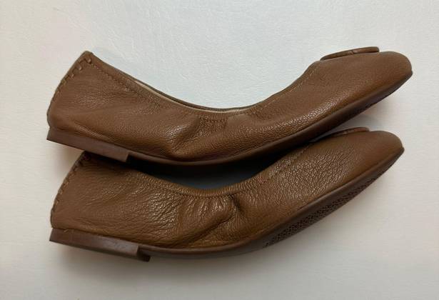 Tory Burch Allie Ballet Flats Elasticized Slip On Travel Brown Leather Womens 8M