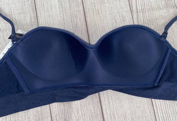 Nautica intimates women 36B brand new padded adjustable removable strap bra navy blue