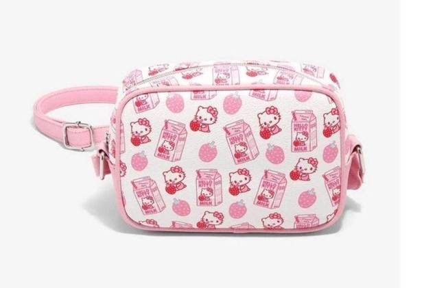 Sanrio New  Hello Kitty Loungefly pink coquette strawberry milk crossbody bag