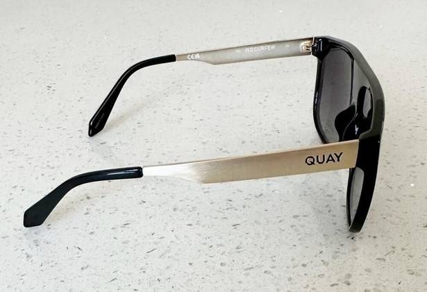 Quay Australia  No Curfew Oversized Shield Sunglass Black Polarized