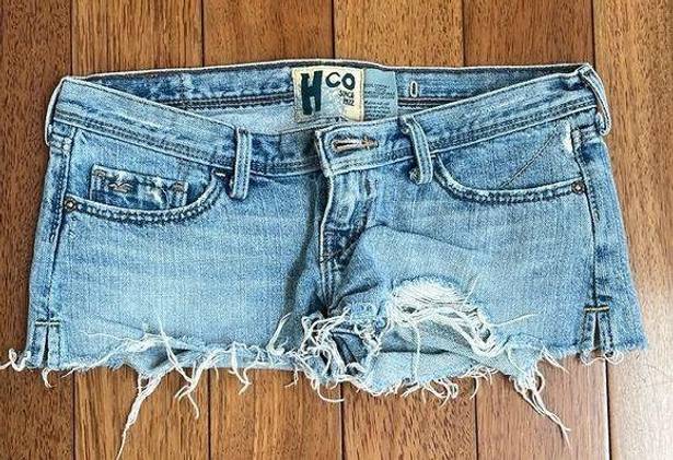 Hollister | Distressed Low Rise Washed Jean Shorts Size 0