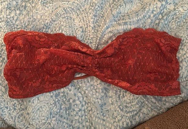 Free People  Strappy Back Lace Bandeau Bra Red Clay Great Condition Size Large