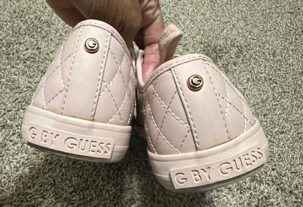 Guess G by  Pink Blush Lace Up Leather Quilted Sneakers Shoes Flats Size 9