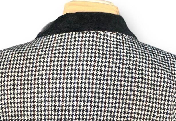 Houndstooth Vintage Casablanca Blazer Jacket Oversized Black  Velvet Collar Wool