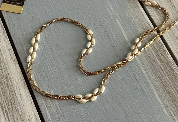 Monet NWT!  Gorgeous Vintage Weaved Chain Necklace W Faux Fresh Water Pearls